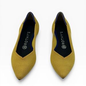 Rothy's Retired Marigold The Point Knit Ballet Flats w/ Blue Trim Size 7.5